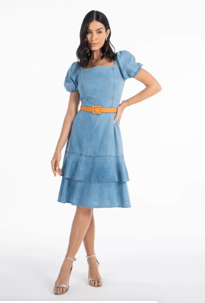 JEANS DRESS WITH RUFFLES VIA TOLENTINO